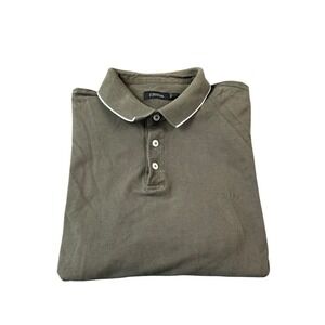Z Zegna Brown White Tipped Cotton Men's Polo Shirt Size Large